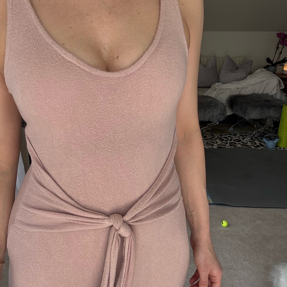 Pink Sleeveless Tie-Front Dress